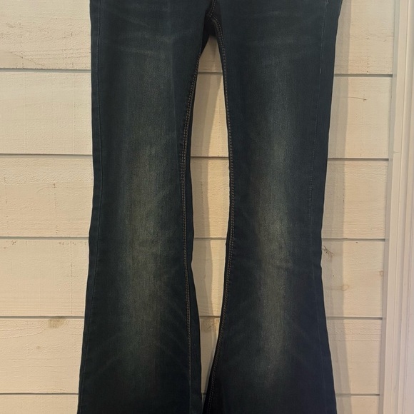 Free People Dark Blue Flare Jeans Pull on denim 27 waist - Picture 8 of 15